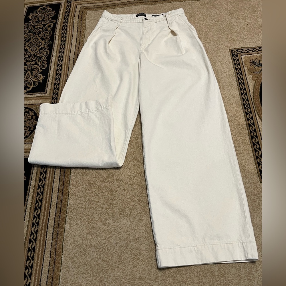 Cream HIGH RISE RELAXED Wide-Leg PREMIUM DENIM by BANANA REPUBLIC SIZE 30 - Picture 10 of 14